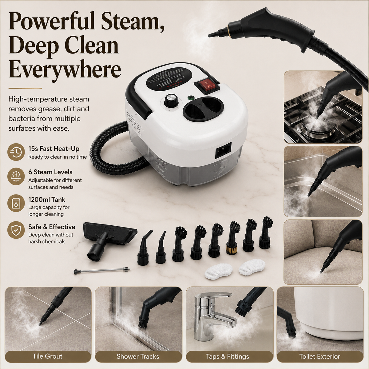 Portable Steam Cleaner Kit